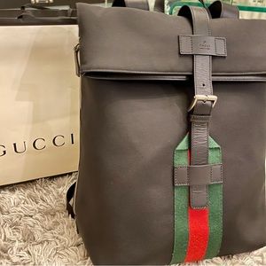 Gucci Black Web Techno Canvas Backpack Rucksack  bag